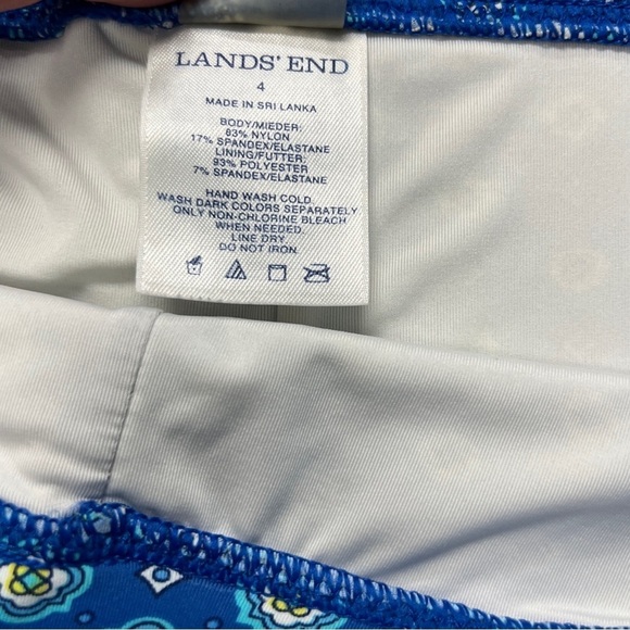 Land’s End Bikini bottom Boy Short Style Light Blue Print Size 4 EUC - Picture 2 of 8